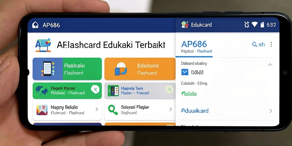 Antarmuka aplikasi Flashcard AP686 yang menarik dan interaktif.
