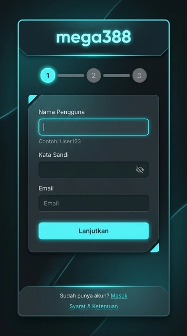 Tampilan halaman daftar mega388