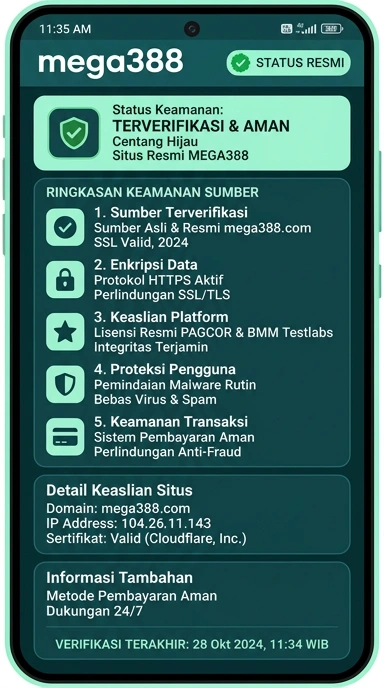 Tampilan kanal resmi mega388